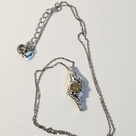 NIB VTG 925 5mm Real / Natural Ethiopian Fire Opal Pendant Necklace 16" - Picture 11 of 14